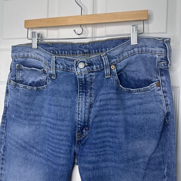 Levi’s 514 Straight Fit Jeans W38 L32 Blue Denim Stretch Mid Rise Men’s Pants - Picture 3 of 6